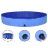 Dog Swimming Pool Blue PVC 78.7 x 11.8 in Collapsible