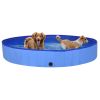 Dog Swimming Pool Blue PVC 78.7 x 11.8 in Collapsible