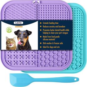 Lick Mat For Dogs  Cats 2 Pack, Slow Feeder Licking Pad With Suction Cups For For Anxiety Relief And Boredom Reducer, Perfect For Bathing Grooming (Option: Multicolor)